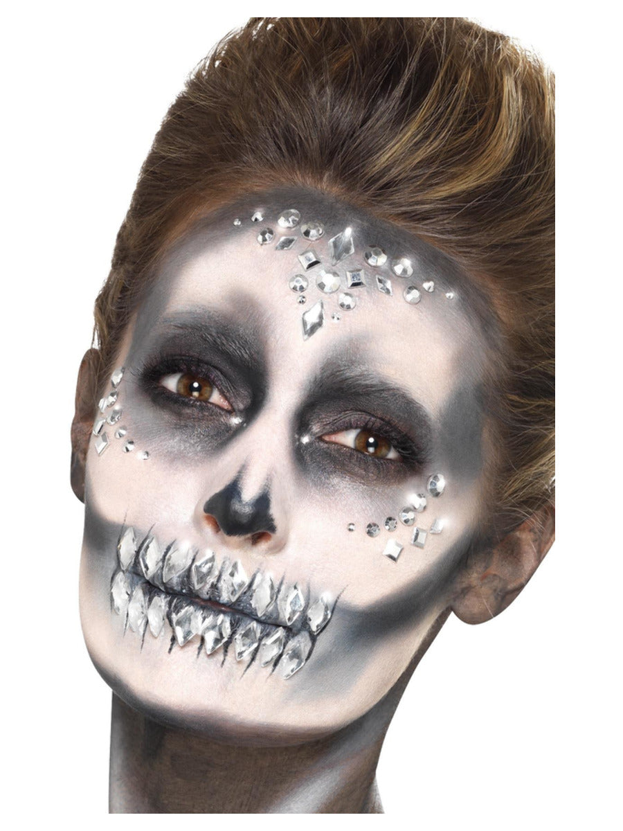 Smiffys Make-Up FX, Jewel Face Gems, Silver - 1
