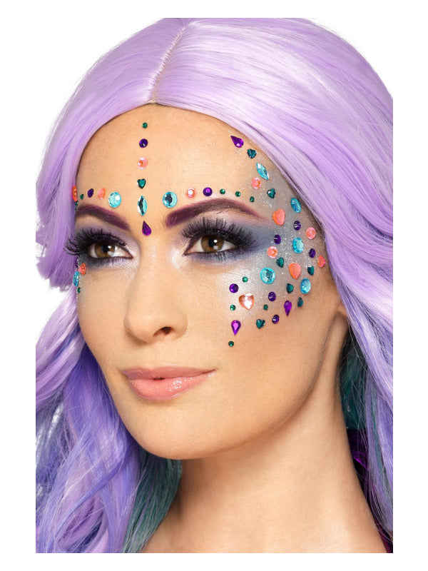 Smiffys Make-Up FX, Pastel Jewel Face Gems, Purple - 2