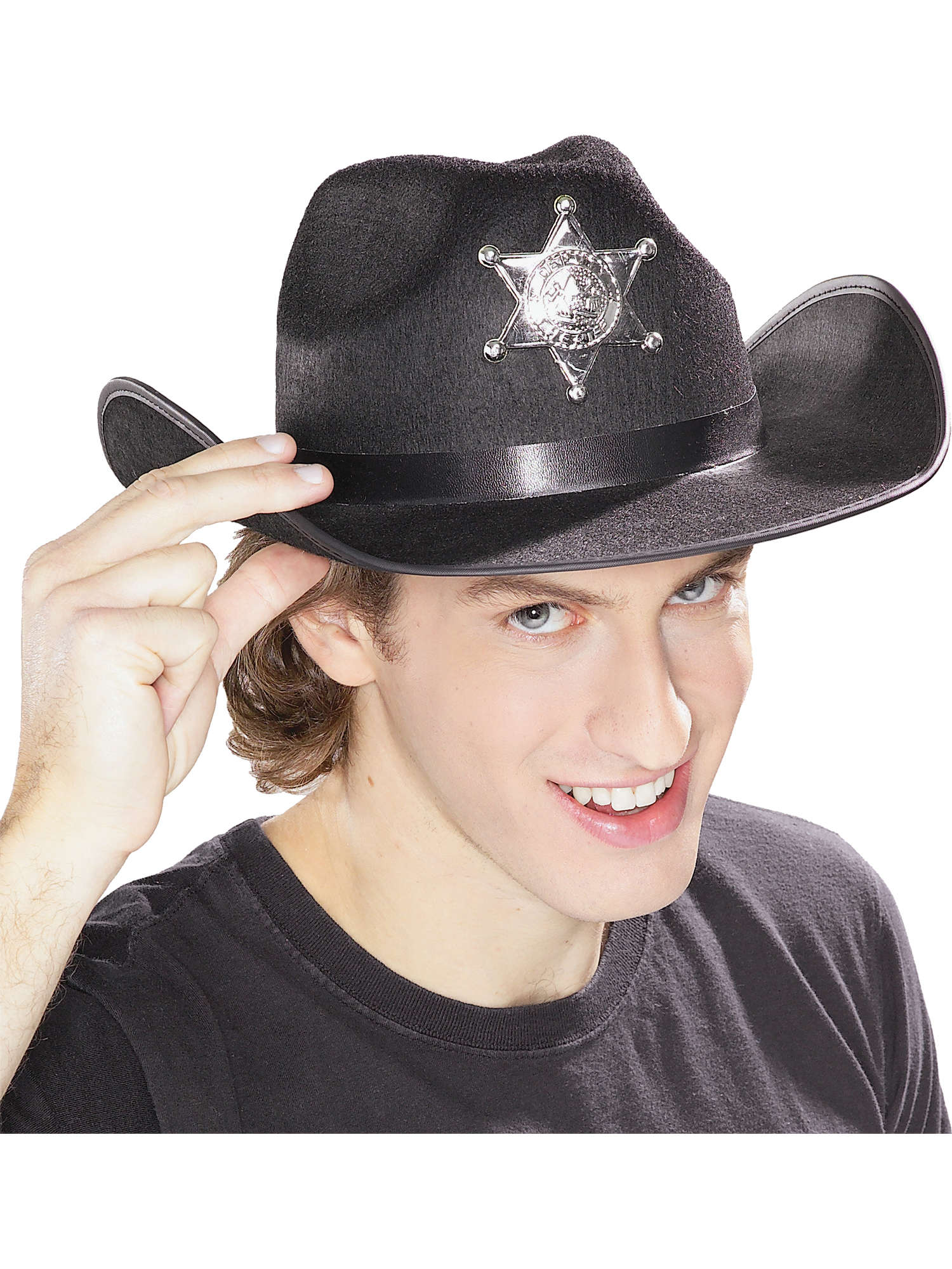 BLACK SHERRIF HAT W/ STAR