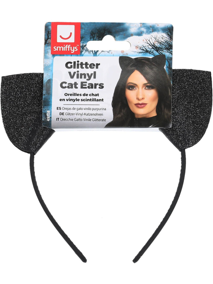Glitter Vinyl Cat Ears, Black - 3