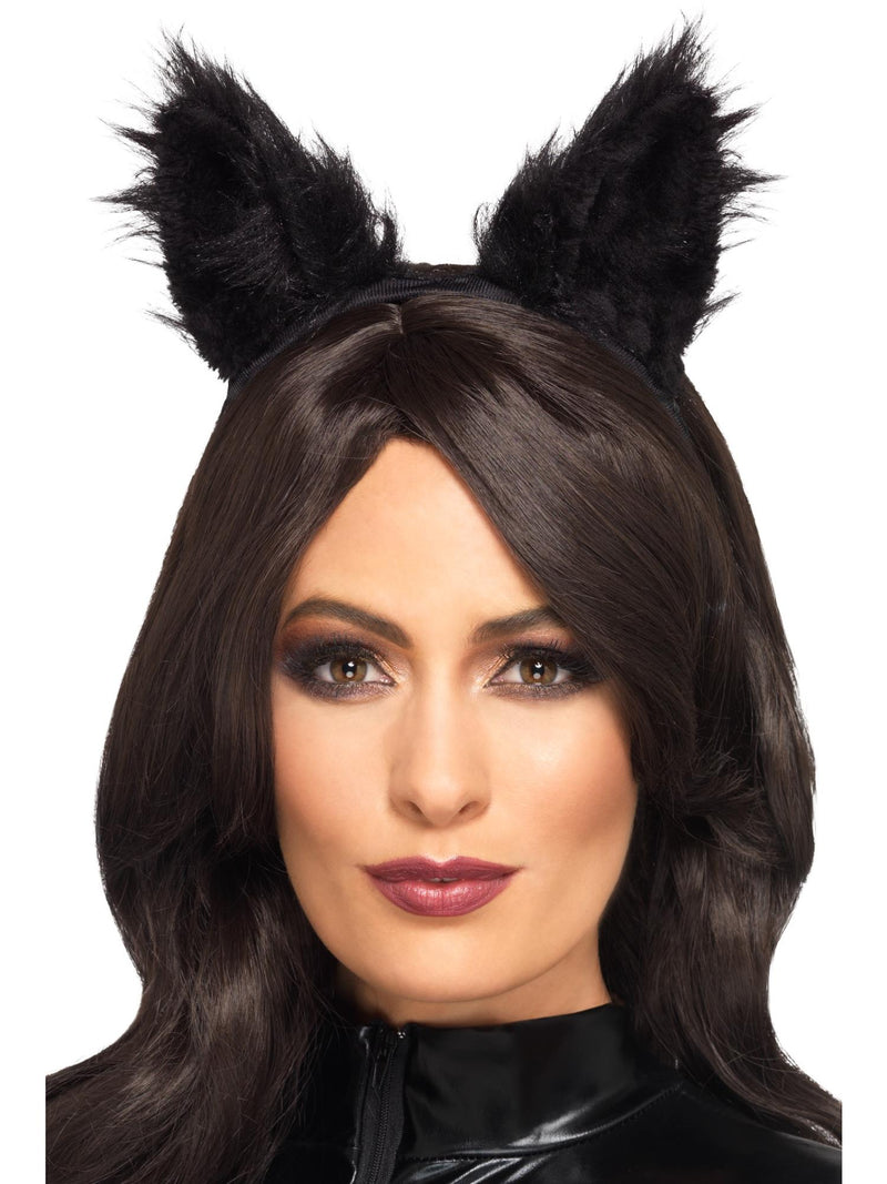 Long Pile Fur Cat Ears, Black 1