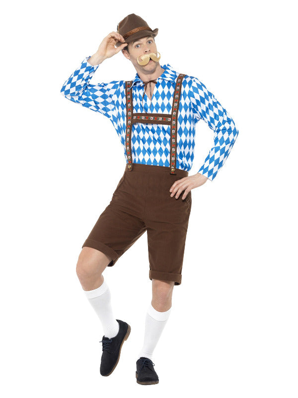 Bavarian Beer Man Costume, Blue & Brown - 2