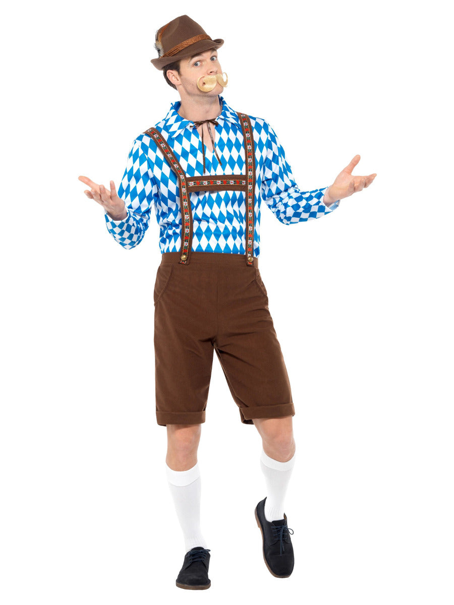 Bavarian Beer Man Costume, Blue & Brown - 5