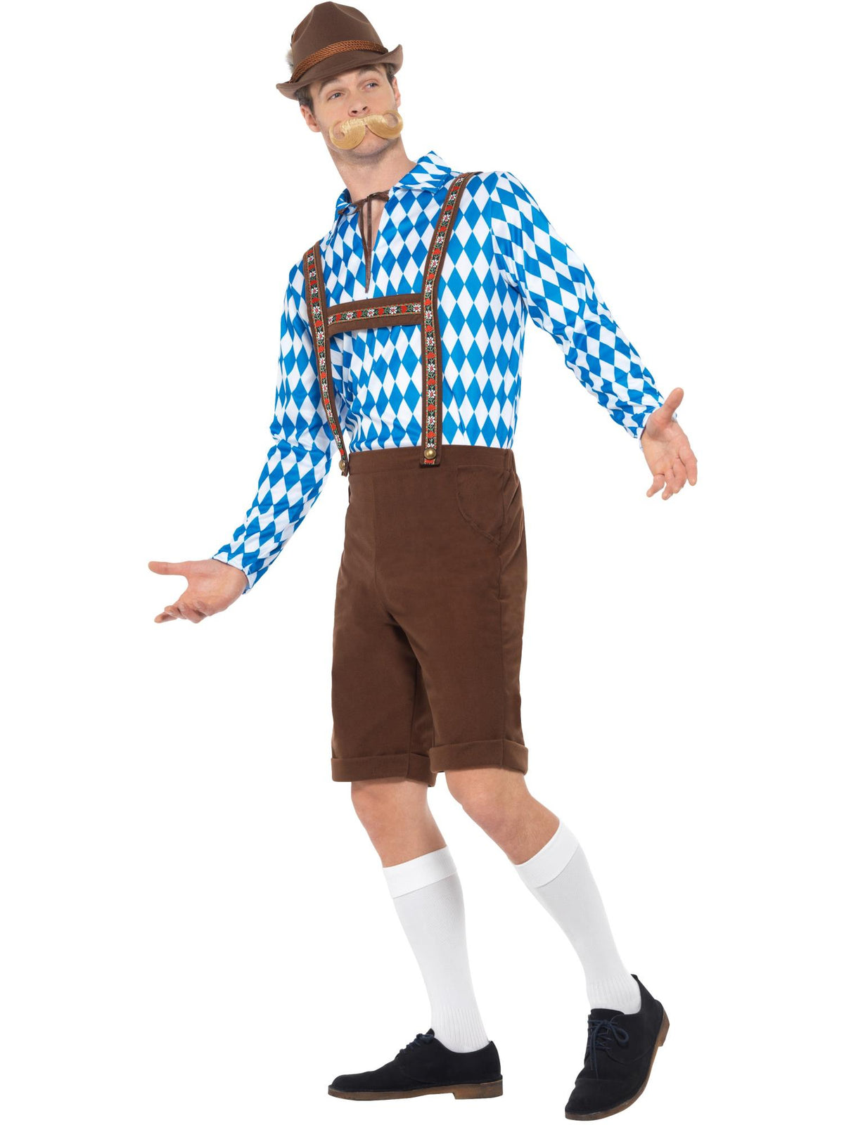 Bavarian Beer Man Costume, Blue & Brown 3