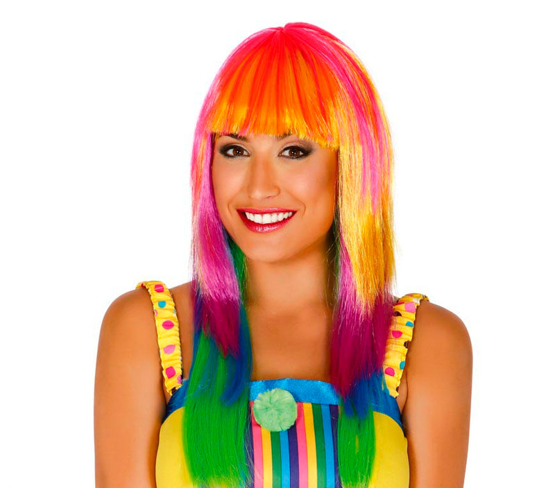 MULTICOLOUR LONG-HAIRED WIG (BOX CONTAIN