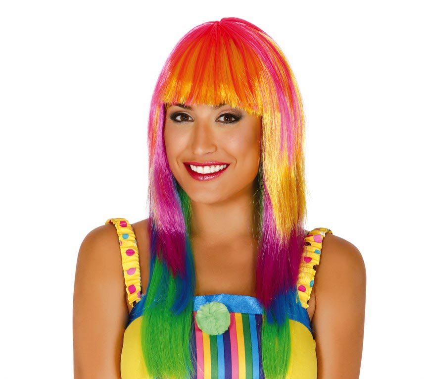MULTICOLOUR LONG-HAIRED WIG (BOX CONTAIN