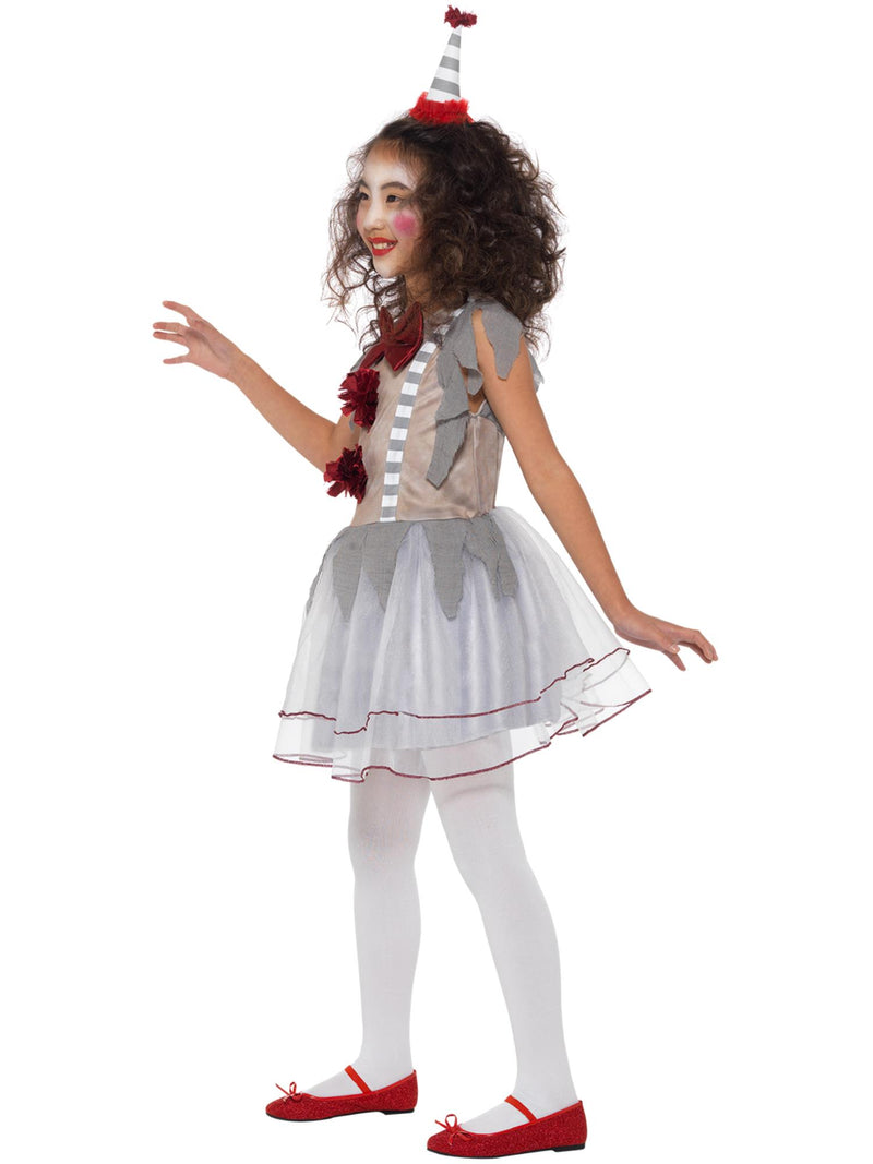 Vintage Clown Girl Costume, Grey & Red 3