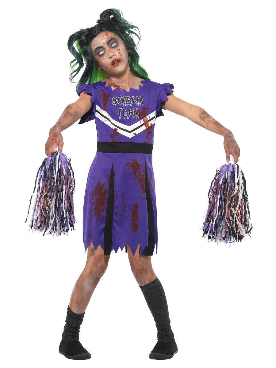 Dark Cheerleader Costume, Purple & Black - 1