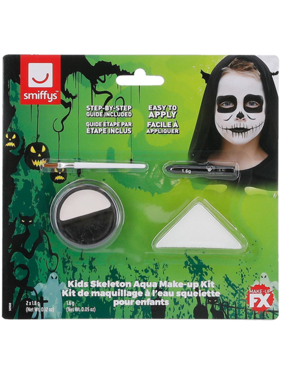 Smiffys Make-Up FX, Kids Skeleton Kit, Aqua, Black - 3