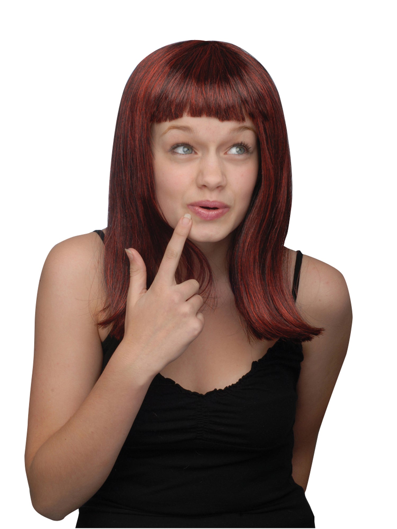 SHOULDER LENGTH WIG RD/BK