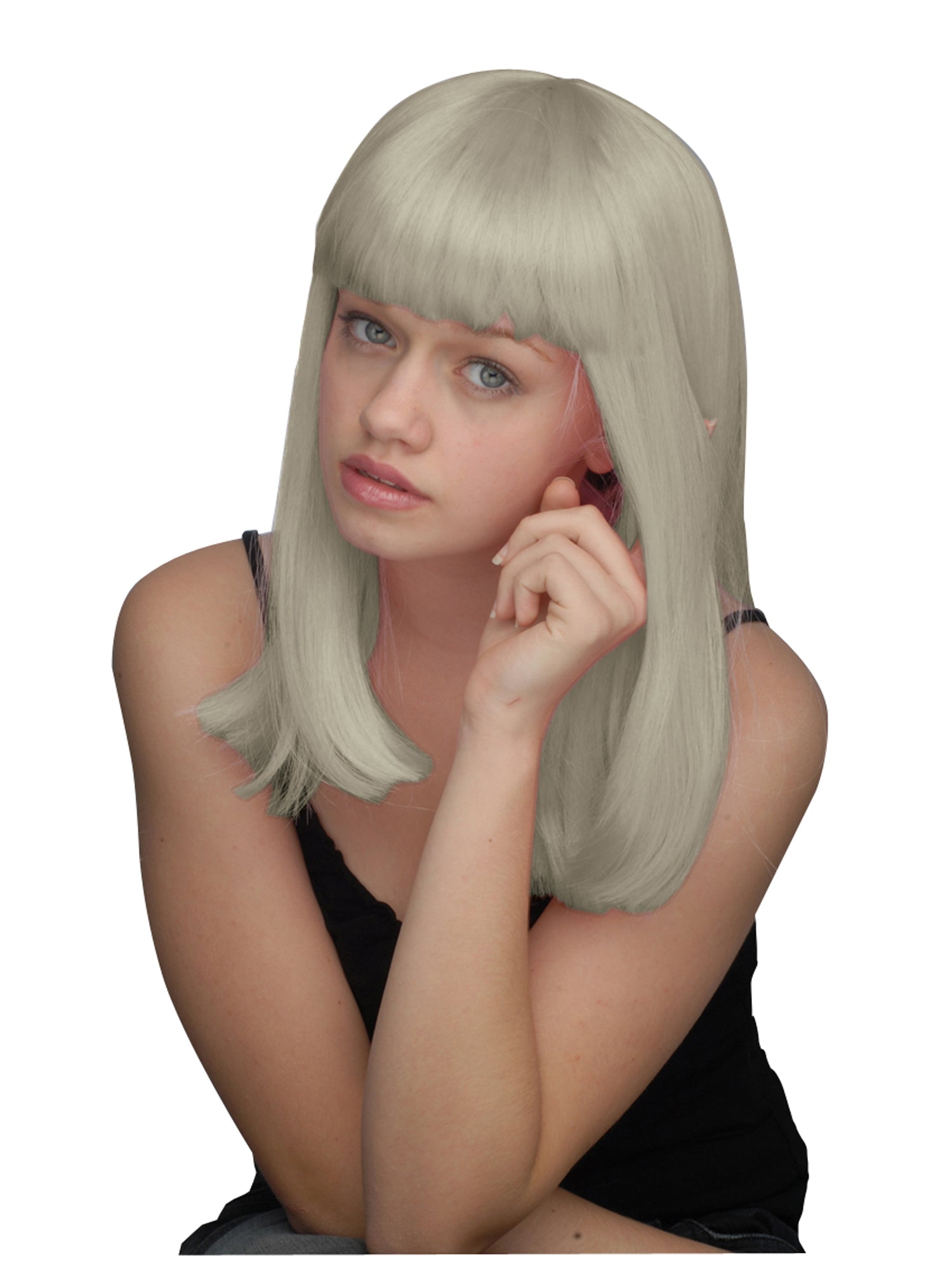 SHOULDER LENGTH WIG-SILVR