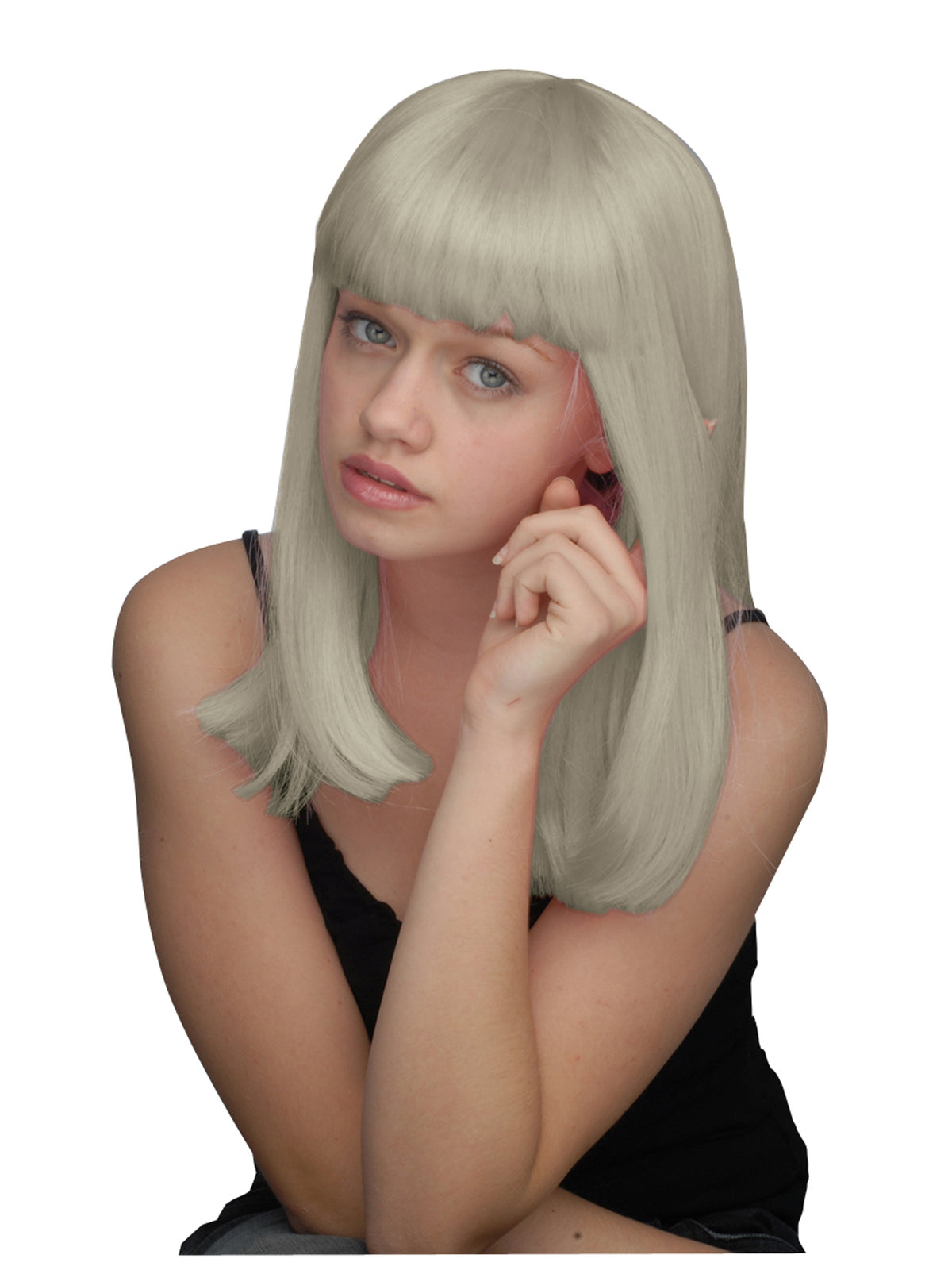 SHOULDER LENGTH WIG-SILVR 1
