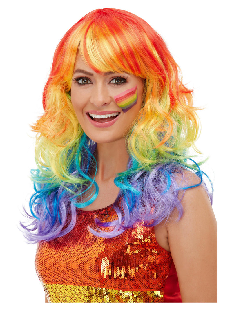 Rainbow Glam Wig, Multi-Coloured - 1