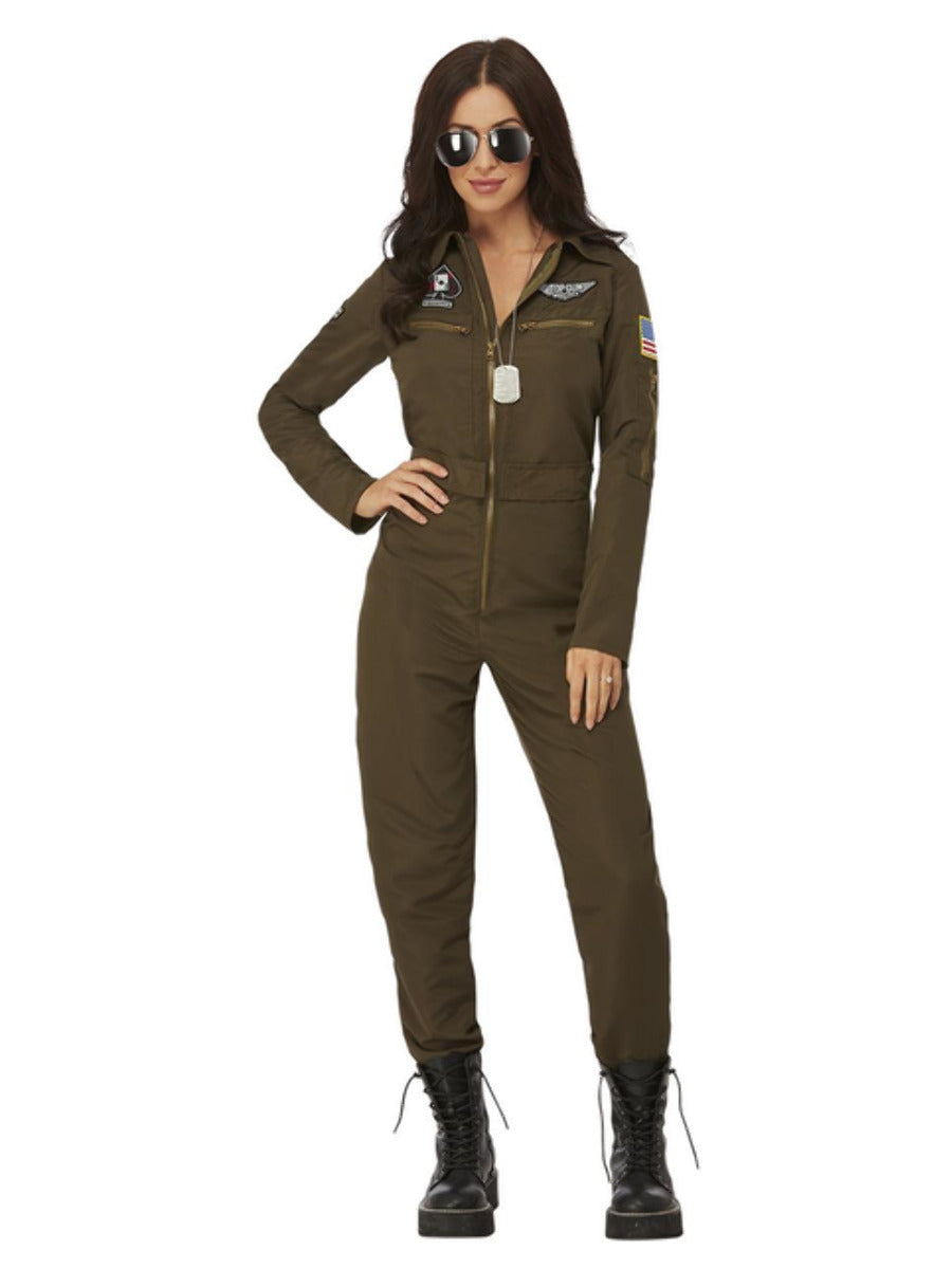 Top Gun Maverick Ladies Aviator Costume, Green - 1