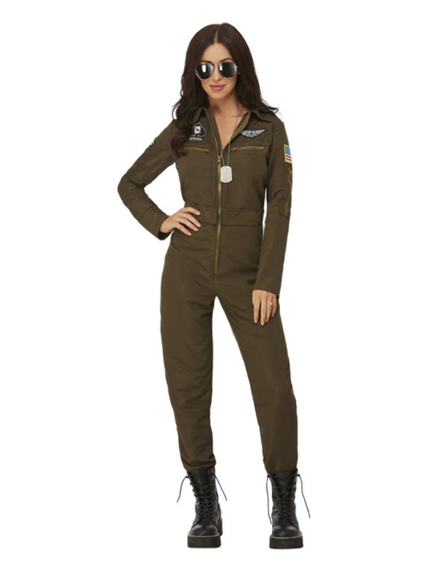 Top Gun Maverick Ladies Aviator Costume, Green - 2
