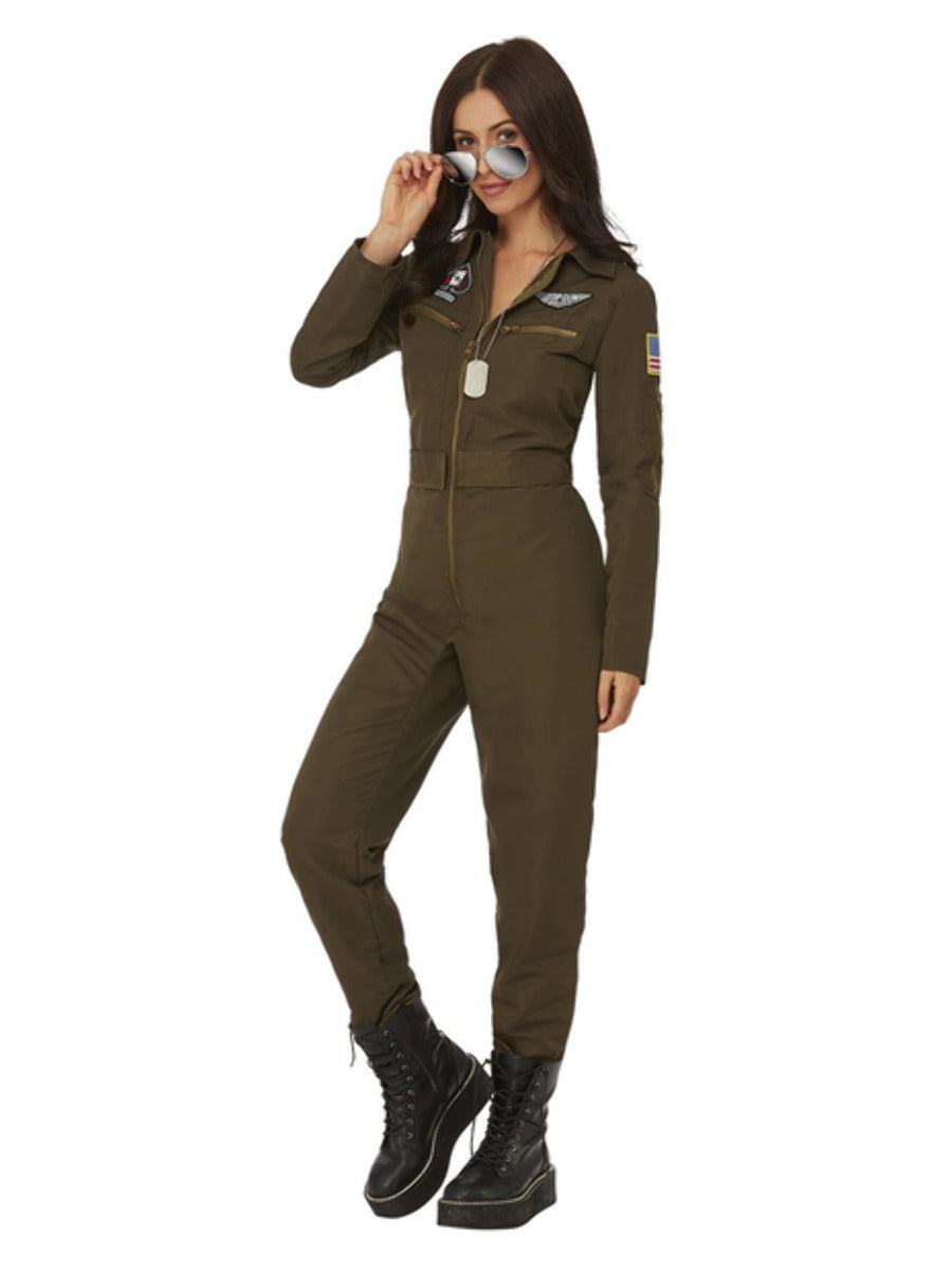 Top Gun Maverick Ladies Aviator Costume, Green - 5