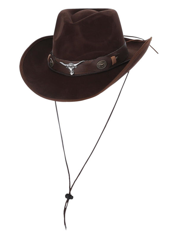 Brown Mock Leather Western Cowboy Hat - 2