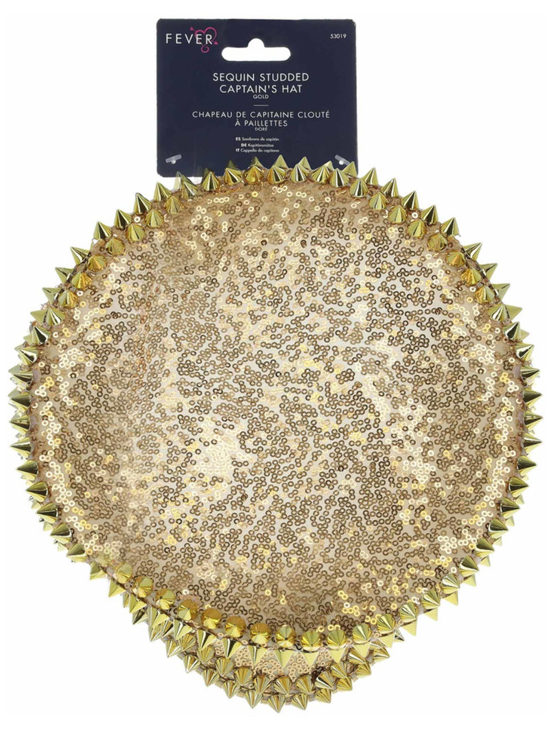 Fever Deluxe Sequin Studded Captains Hat, Gold - 3