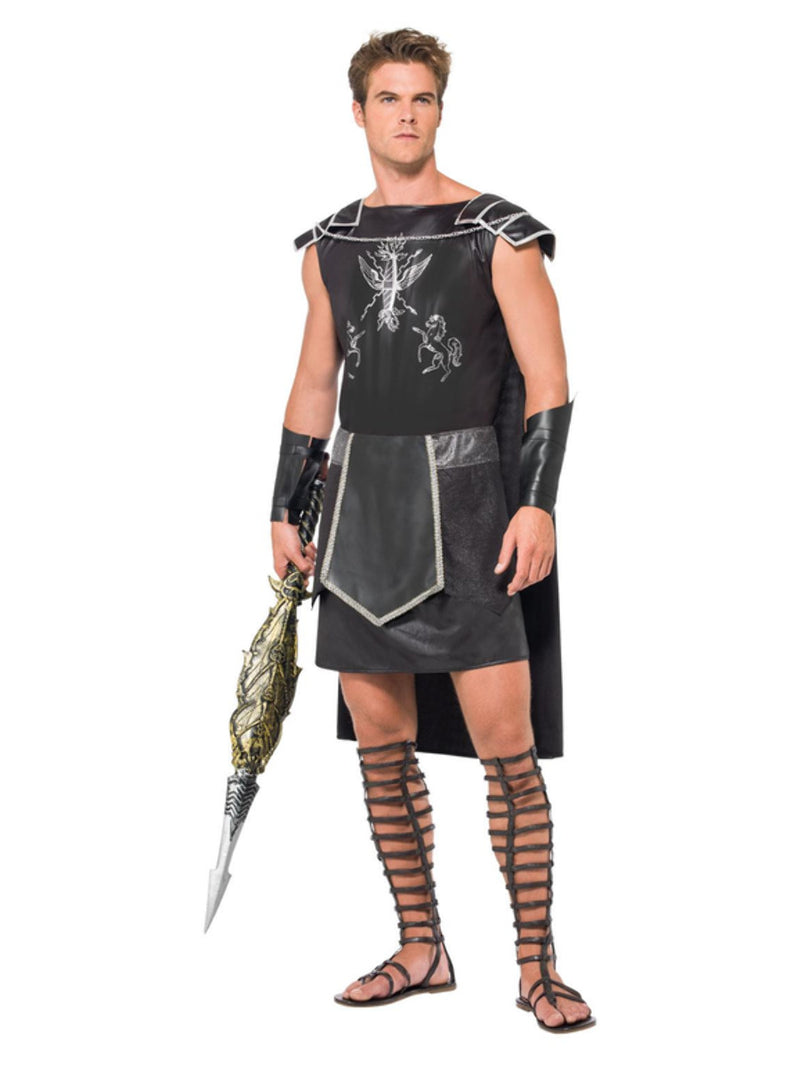 Male Dark Gladiator Costume, Black - 1
