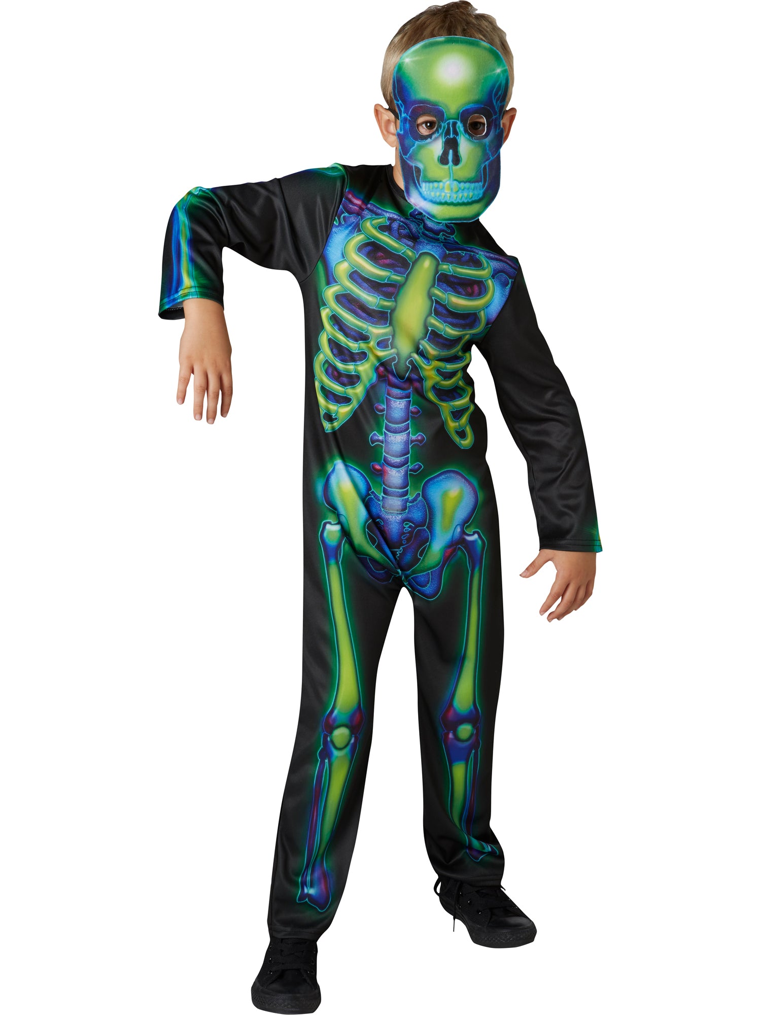 Neon Skeleton Glow In The Dark Costume - Childrens