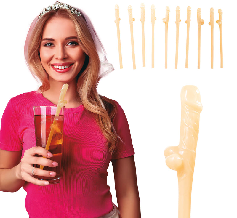 10 PENIS STRAWS 19.5 CM
