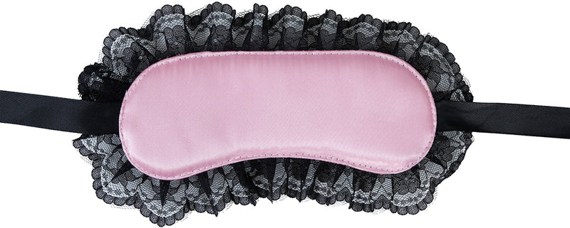PINK MASK WITH BLACK LACE