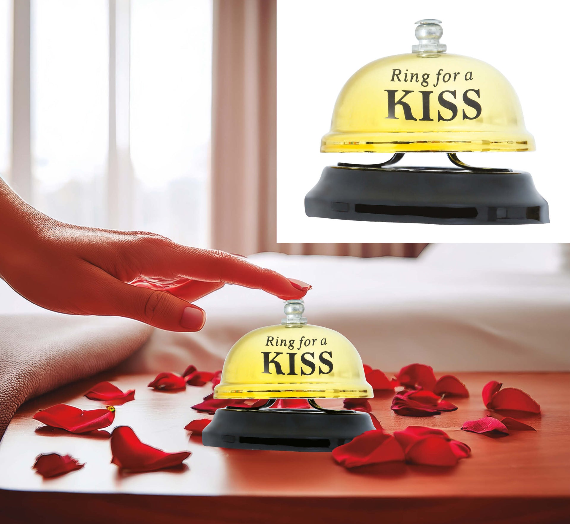 METALIC TABLE BELL ‘KISS’ 7X7 CMS