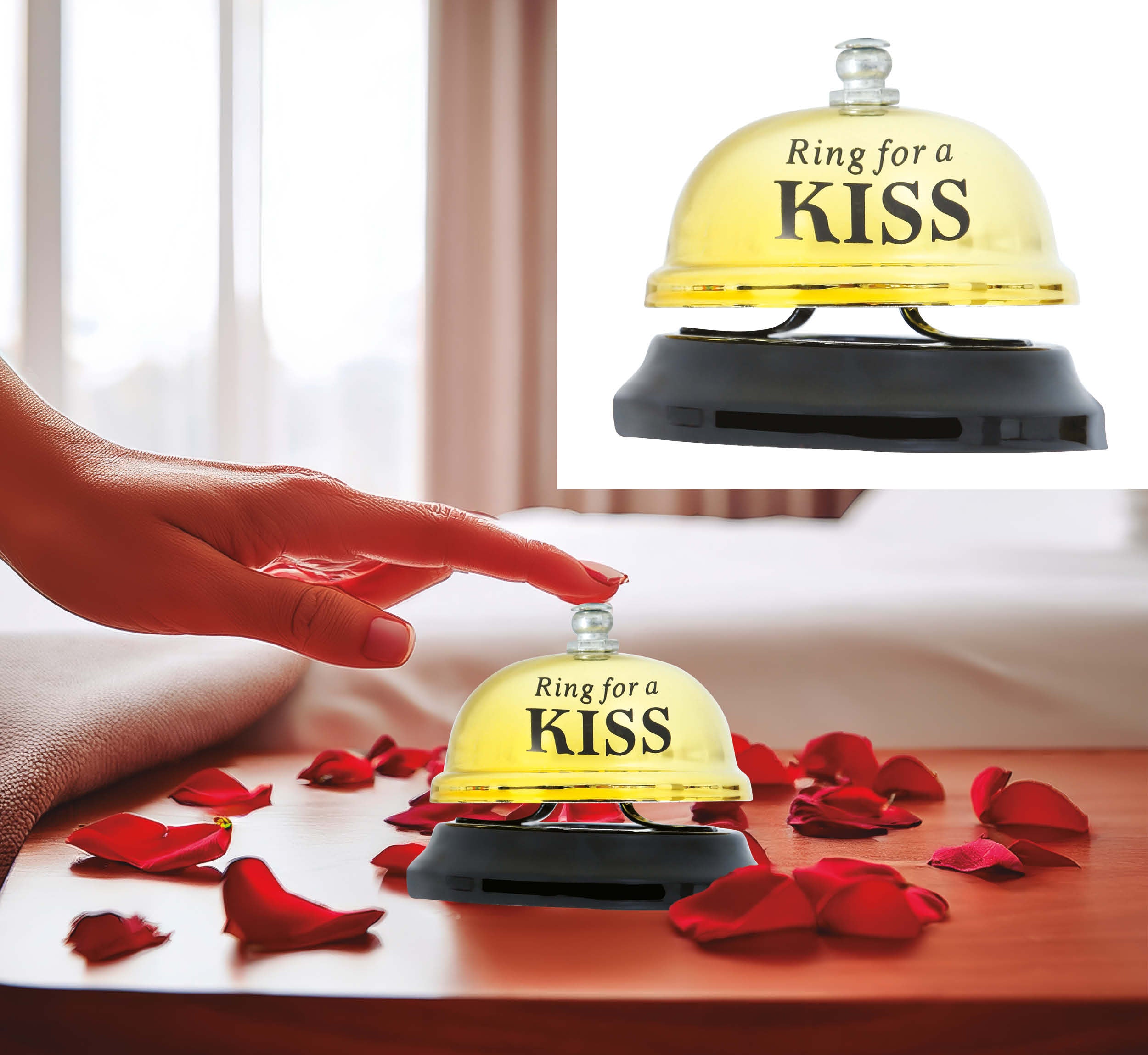 METALIC TABLE BELL ‘KISS’ 7X7 CMS