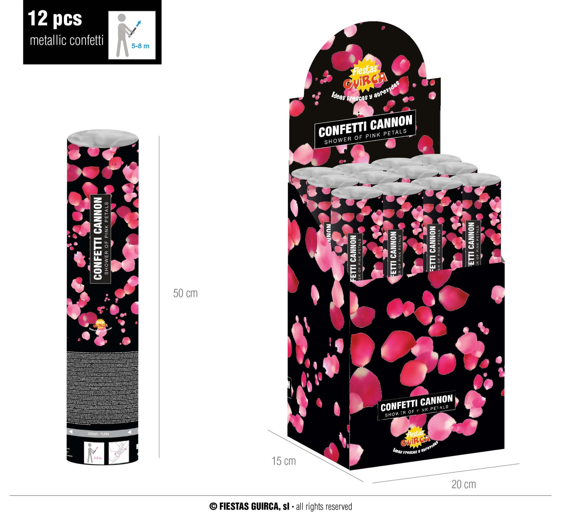 CONFETTI CANNON, 50 CM COMPRESSED AIR