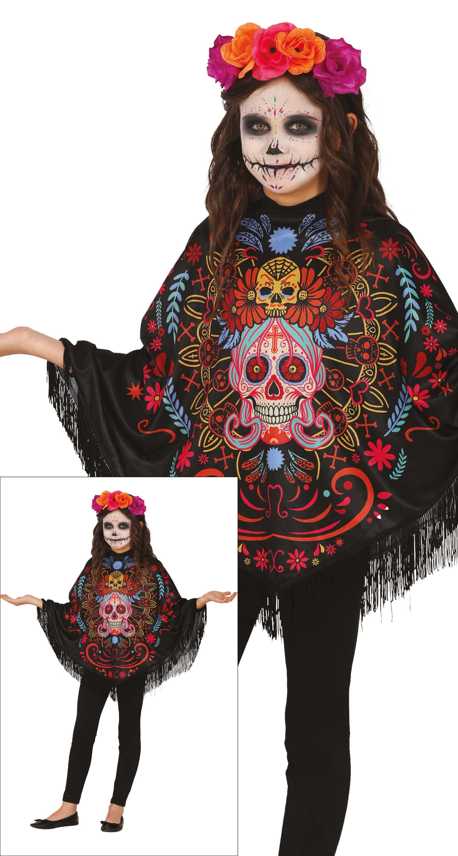 DAY OF DEATH PONCHO, CHILDREN, 7 - 9 YEARS