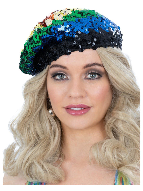 Sequin Beret, Rainbow - 2
