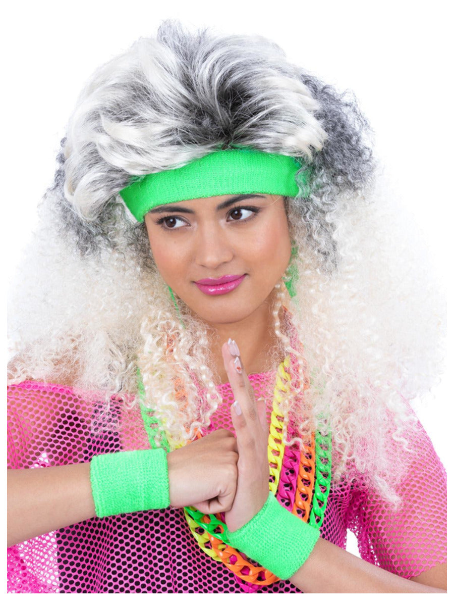 80s Neon Sweatbands, Green - 1