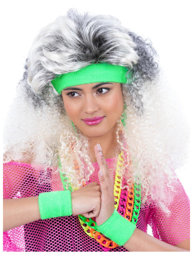 80s Neon Sweatbands, Green - 1