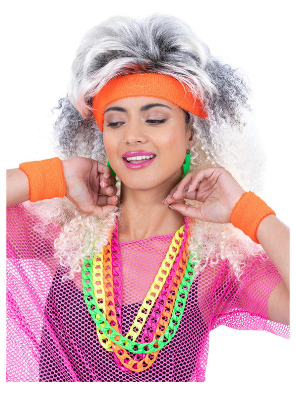 80s Neon Sweatbands, Orange - 2