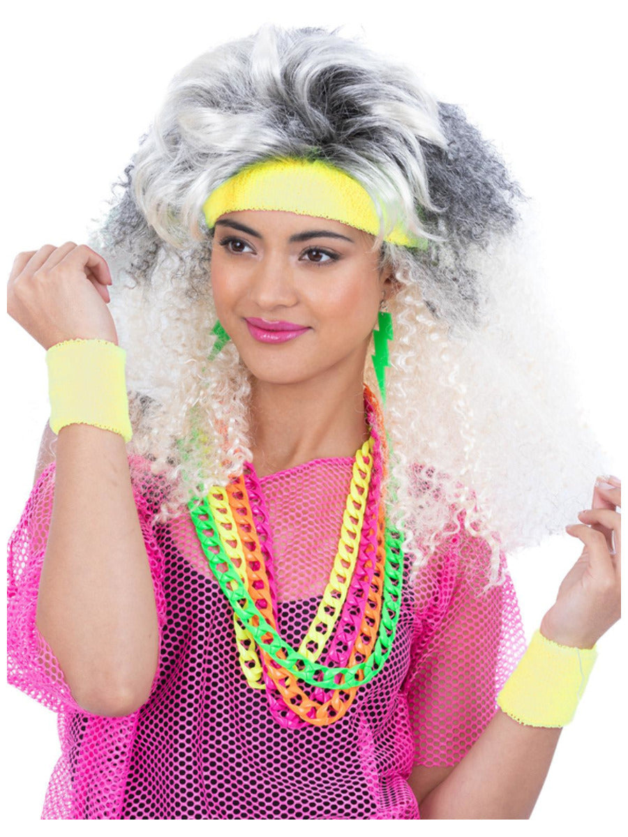 80s Neon Sweatbands, Yellow - 1