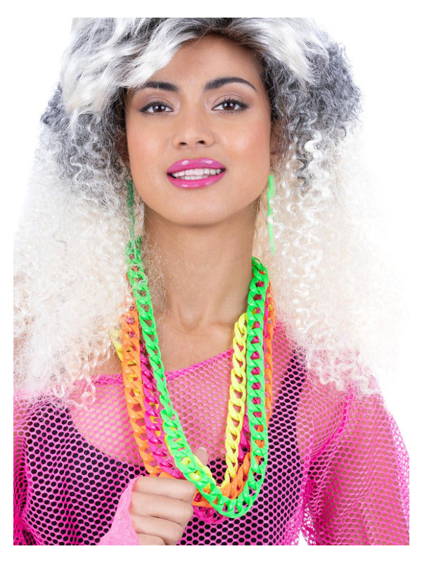80s Neon Chain Necklaces, 4Pk - 2