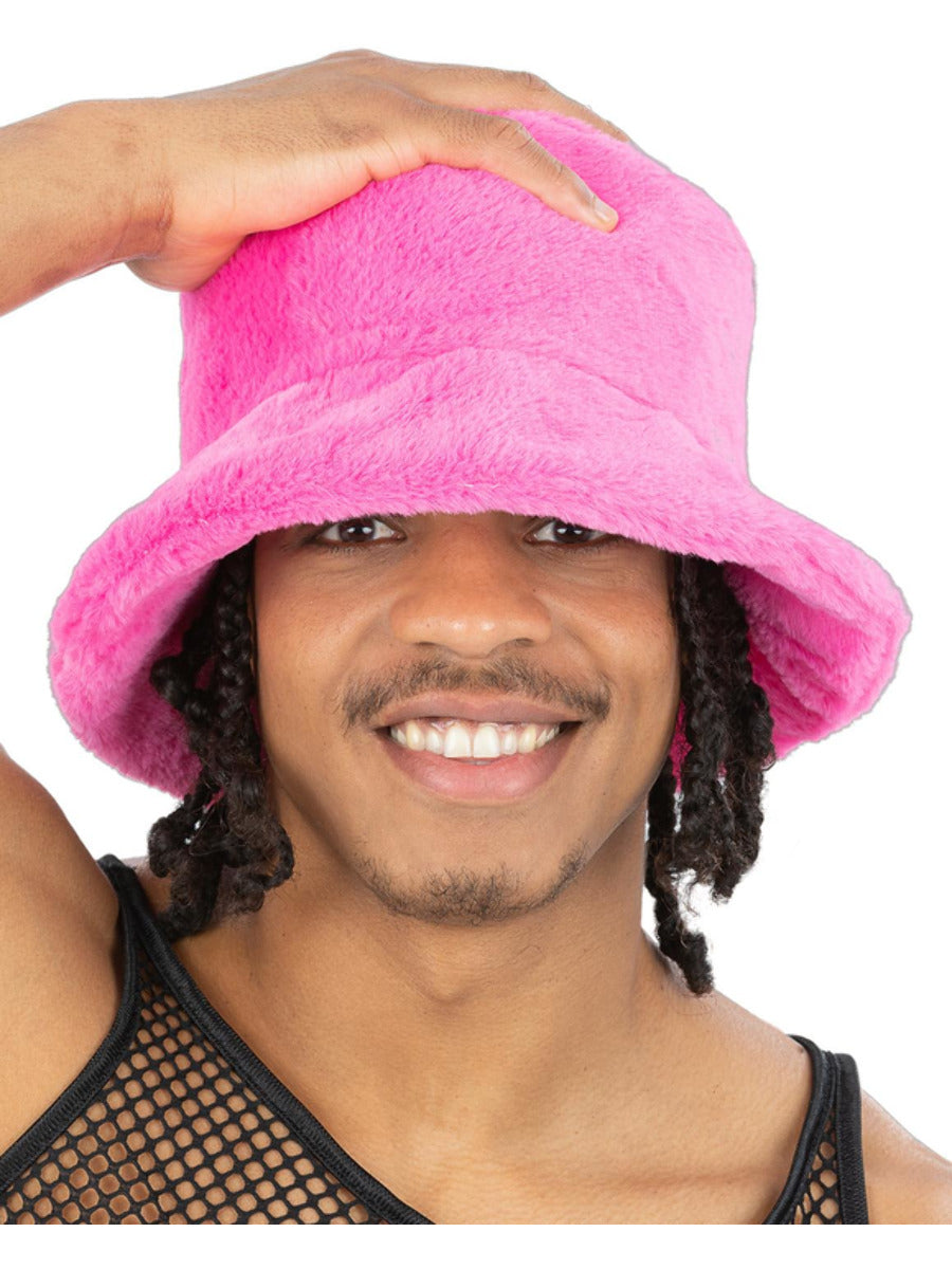 90s Pink Fur Bucket Hat - 1