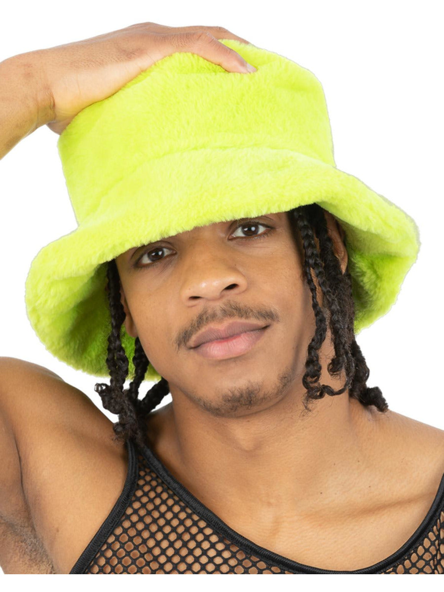 90s Green Fur Bucket Hat - 1