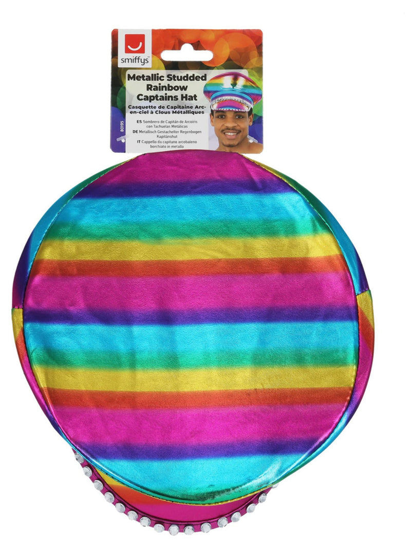 Metallic Studded Rainbow Captains Hat - 3