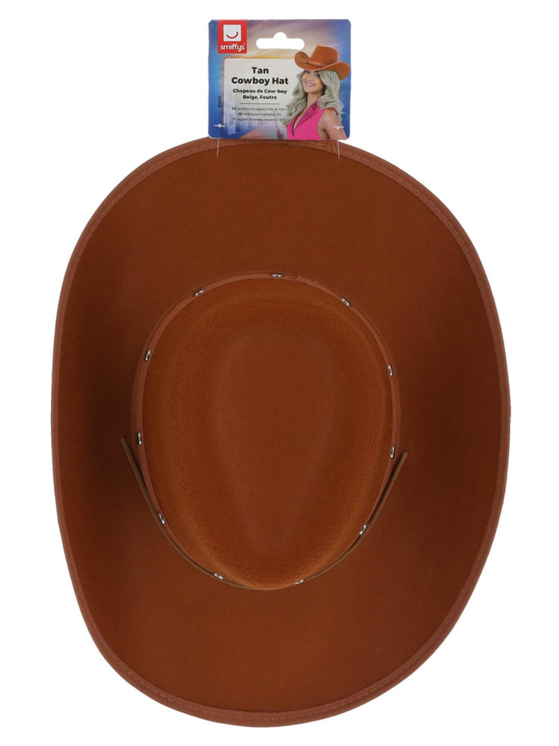 Tan Cowboy Hat, Felt, with Cord - 3