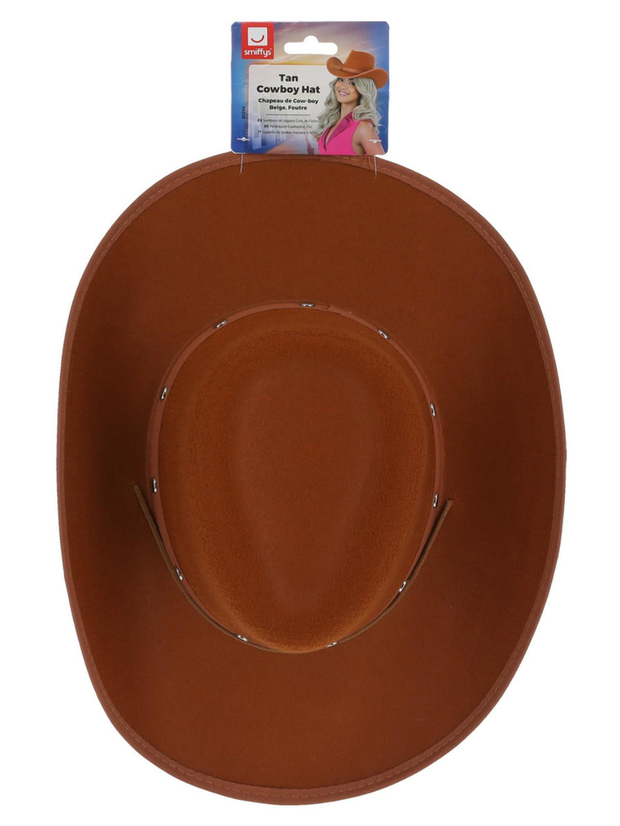 Tan Cowboy Hat, Felt, with Cord - 3