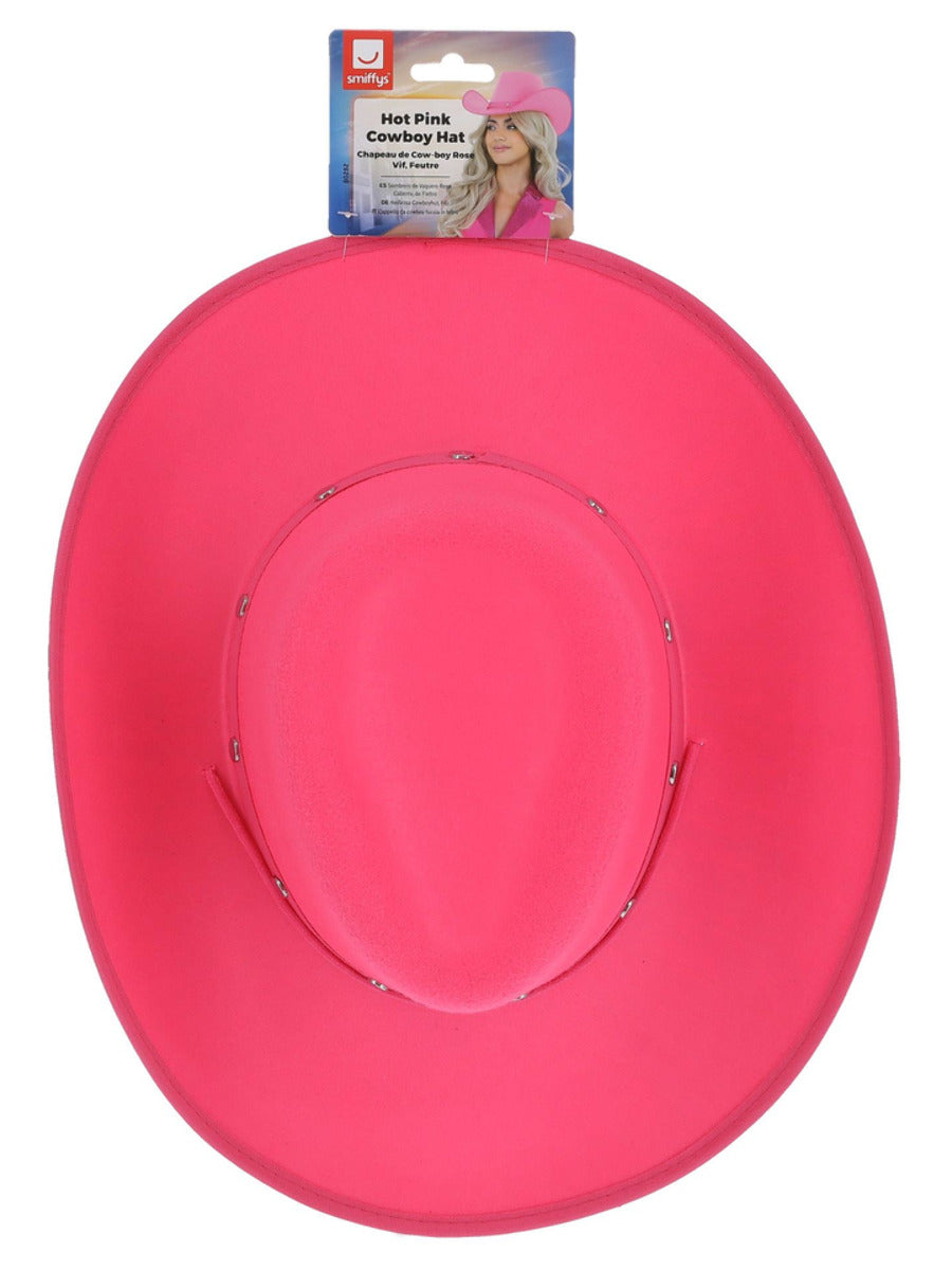 Hot Pink Cowboy Hat, Felt, with Cord - 3