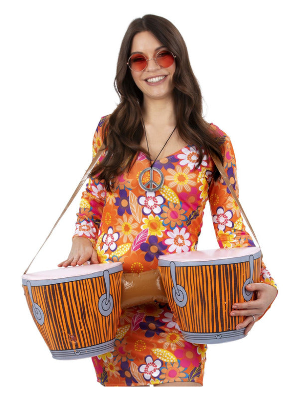 Inflatable Hippie Bongo Drums, with Strap - 2