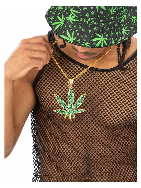 90s Hemp Bling Medallion, Green Glitter Resin - 2