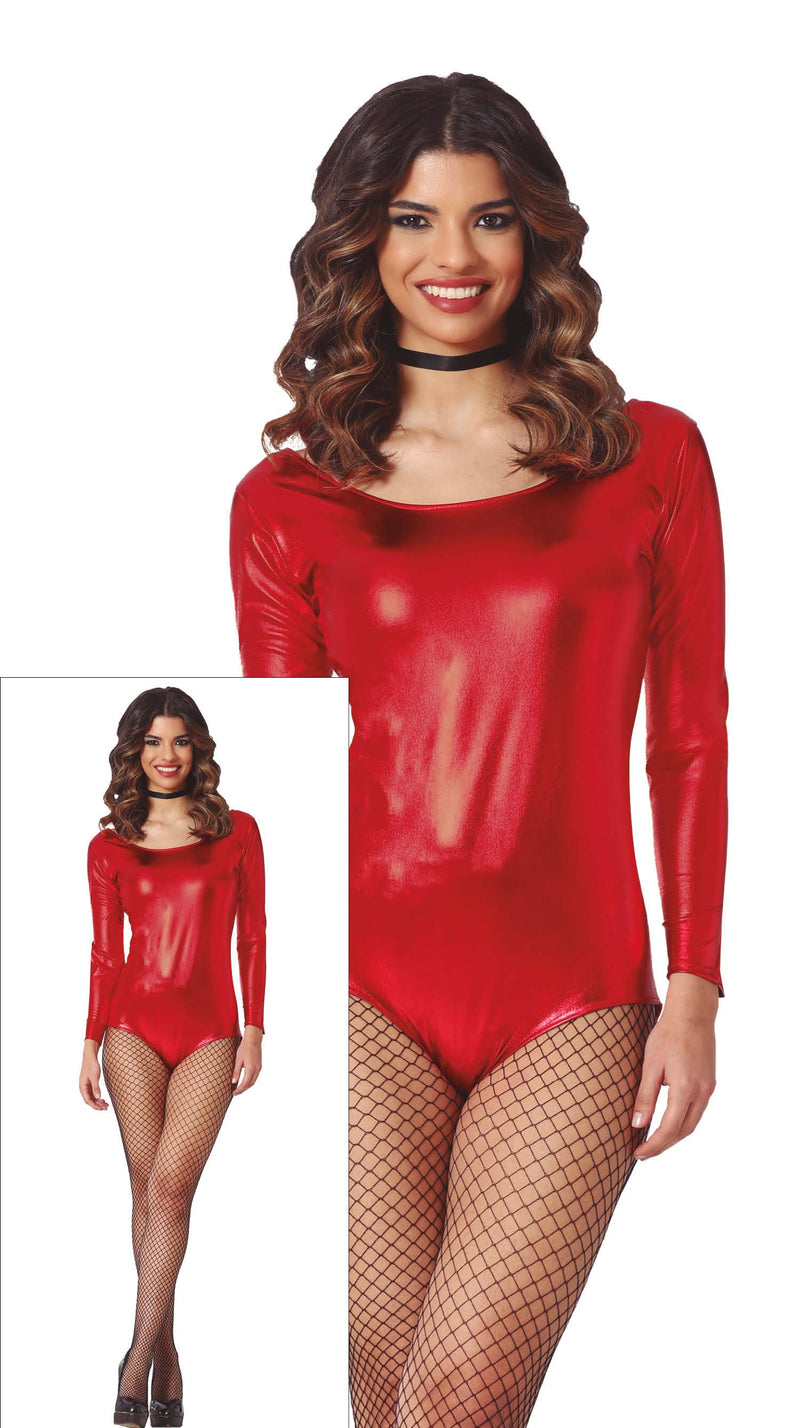 LONG SLEEVE METAL RED LEOTARD