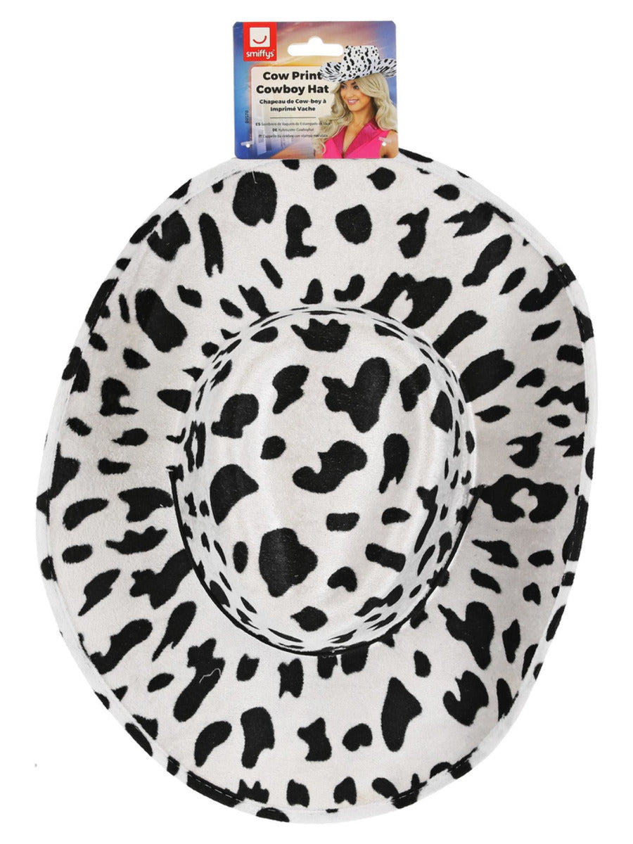 Cow Print Cowboy Hat, with Cord - 3