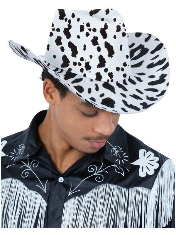 Cow Print Cowboy Hat, with Cord - 2