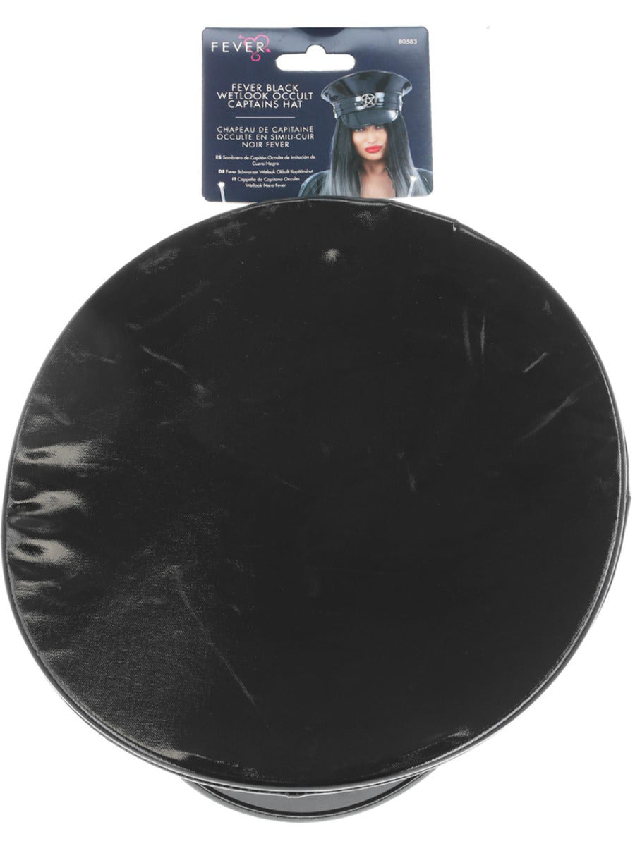 Fever Deluxe Black Wetlook Occult Captains Hat - 3