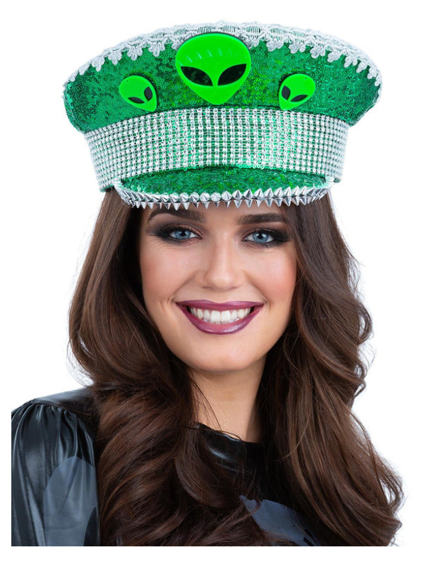 Fever Deluxe Alien Sequin Captains Hat - 2
