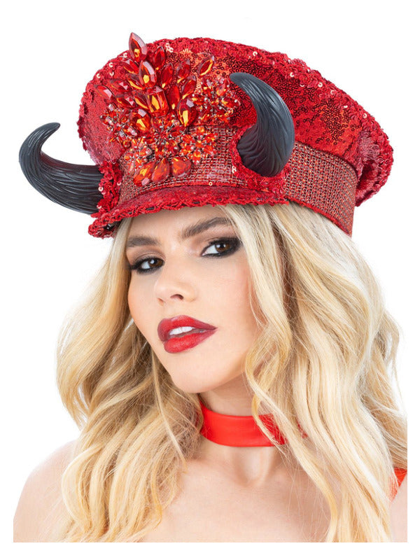 Fever Deluxe Devil Sequin Captains Hat - 2
